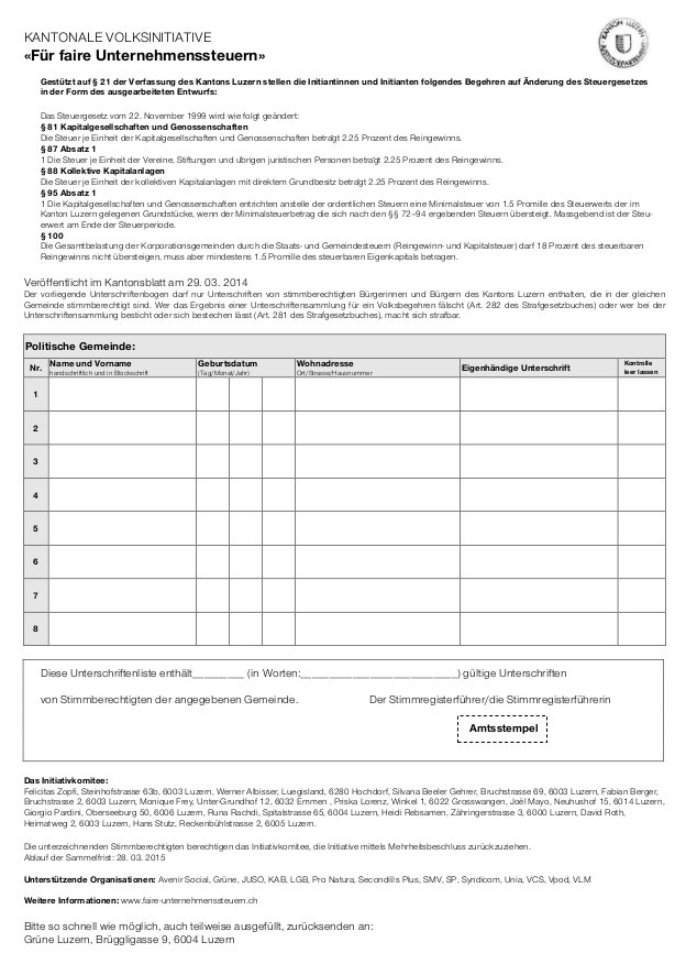 Bild zu Steuer-Initiative lanciert